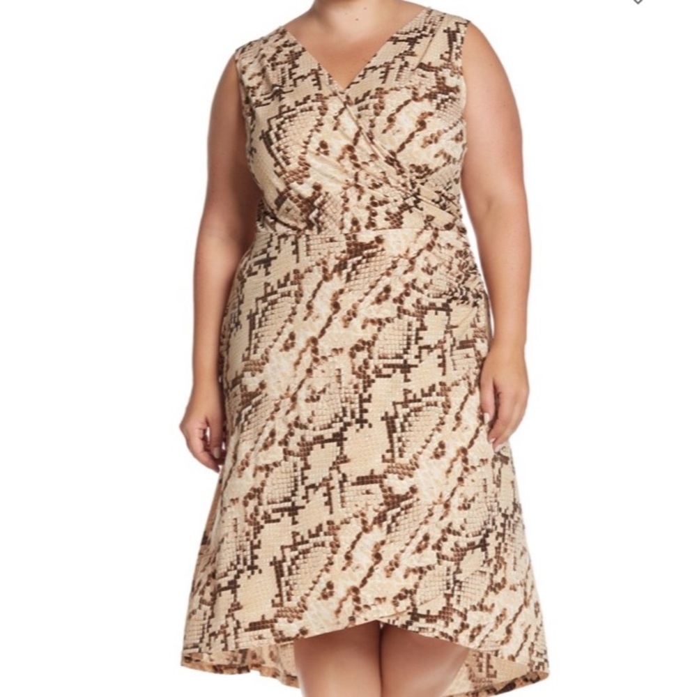 $118 LONDON TIMES Shirred Snakeskin Hi-Lo Midi NWT - Picture 6 of 6